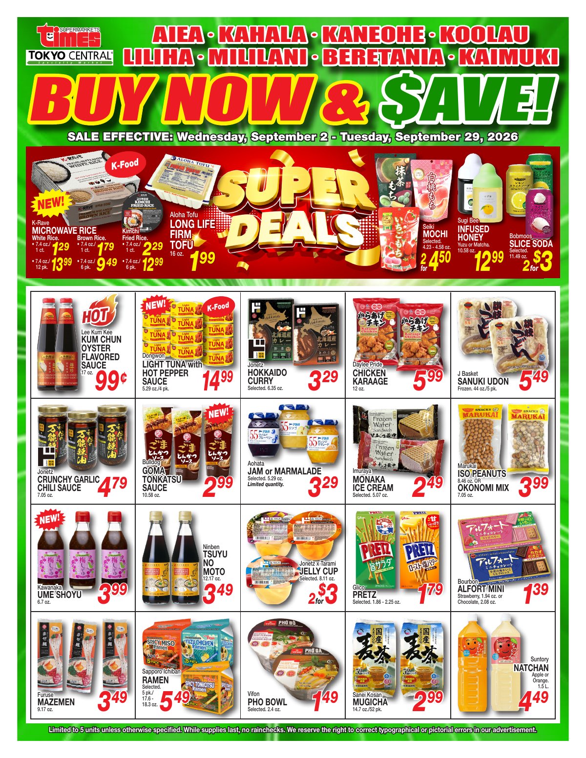 Buy Now & Save - Sep 2, 2026 - Sep 29, 2026